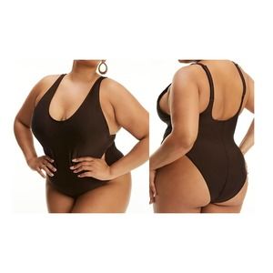NWT Good American Women's Plus Size Layout High Cut Deep Back One-Piece Sz 7/4XL